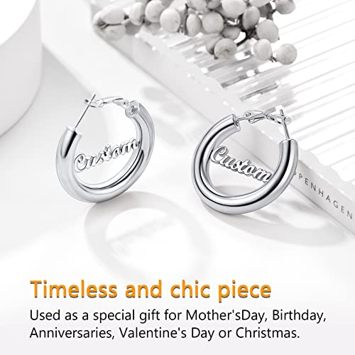 Image of Stainless Steel Chunky Hoop Earrings For Women, Minimalist and Chic, Black /Gold Plated, Round Hoops Earrings Hypoallergenic, Size: 30mm /40mm /60mm /80mm, Come with Box