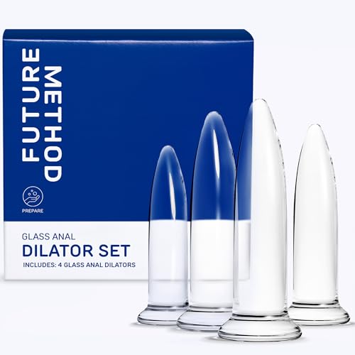 Glass Anal Dilator Set, 4-Piece Trainer Butt Plug Kit, Body-Safe Borosilicate Glass Plugs with Temperature-Adjustable Surface