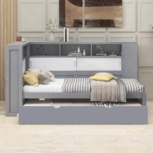 LAKFEW Kinderbett Schlafsofa 90x200, Tagesbett mit Auszugsbett...