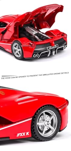 Image of 1:32 Ferrari FXX K Toy Car Diecast Metal Pull Back Car - 4 Openable Doors with Sound & Light | Perfect Toy & Gift for Kids 【White】