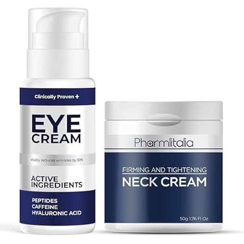 Under Eye Cream and Neck Firming Cream Bundle – Target Dark Circles, Puffiness, and Wrinkles – Retinol Eye Cream and Collagen Neck Cream for Firming, Tightening, and Lifting Skin Cover