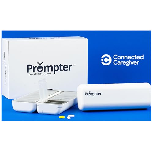 Prompter Connected Pillbox, Smart Pill Reminder Management with Lights, Cell