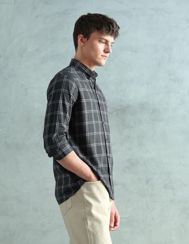 Image of Arrow Sport Men Slim fit Cotton Checked Long Sleeves Spread Collar Shirt