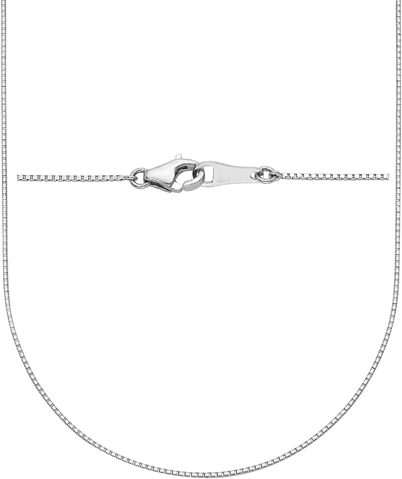 Platinum Polished 0.7 mm Solid Box Chain Necklace 16" to 24"