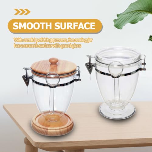 Bote de plástico para té y café con tapa hermética de roble para hogar 5