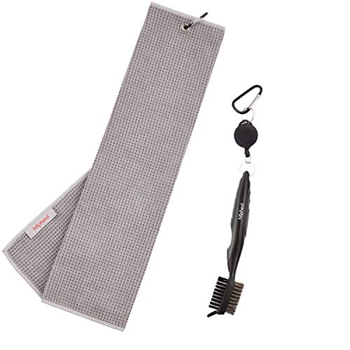 Microfiber Waffle Pattern Golf Towel with Brush Tool Kit,Golf Bag Tag,2 Ball Marker,6