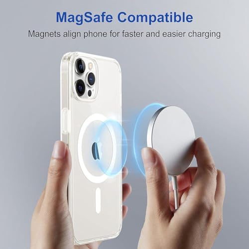 Image of DARKFIT Back Cover Case Compatible with iPhone 13 Pro Max | White Mag-Safe Magnetic Cover | TPU Ultra Hybrid | Camera Bump Protection | Compatible with Wireless Charging | Color Clear | Pack of 1 |