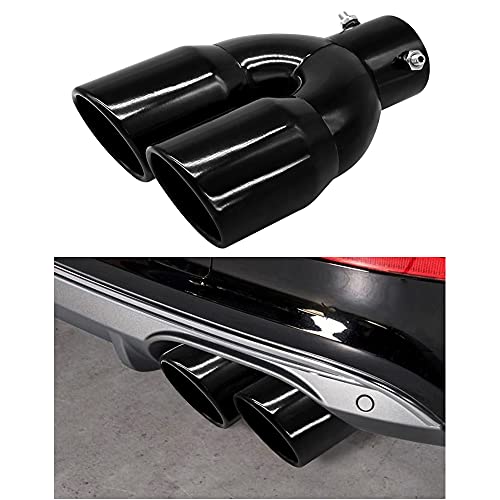 Otrtsucc Dual Exhaust Tip 2.5 Inch Inlet 3 Inch Outlet, Adjustable Applicable For Exhaust Pipes From 1.5 To 2.5 Inch In Diameter, Slant Polished Stainless Steel Decoration Exhaust Tailpipe Black #TOP6