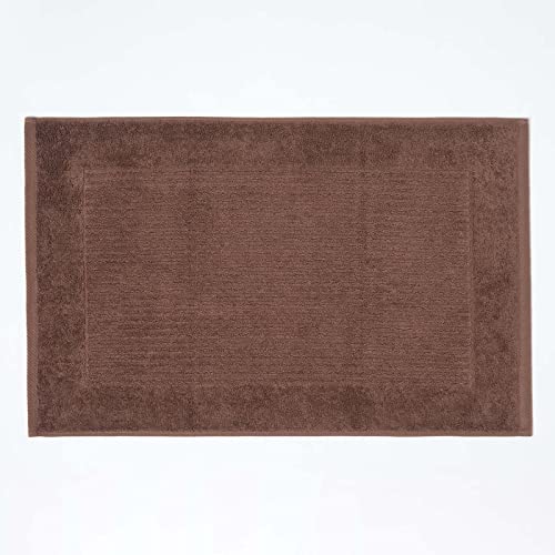 HOMESCAPES Imperial Plain Chocolate Bath Mat 50 x 80 cm - Super Soft Bathroom Mat - 100% Turkish Cotton Shower Mat
