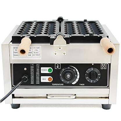 1500W Bubble Waffeleisen Edelstahl Elektrisch Waffelbissen 50~300℃ Temperatur Einstellbar Kommerzielle Waffelmaschine Antihaft-Pfanne mit Timer Egg Waffle Maker für Familie Café – Bild 7