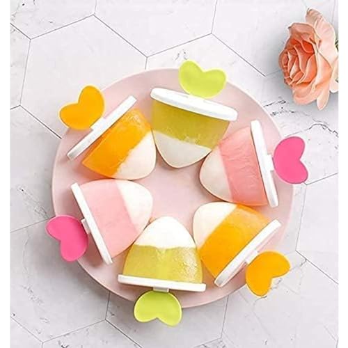 Image of GRANTH ENTERPRISE Ice Pop Makers Popsicle Ice Cream Moulds Tray Kulfi Candy Ice Lolly Mold for Children (Heart Candy) Plastic, 15 x 11 x 10 Centimeters