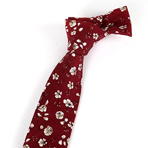 Image of Mantieqingway Men's Cotton Floral Neck Tie 2.56'' Printed Skinny Tie