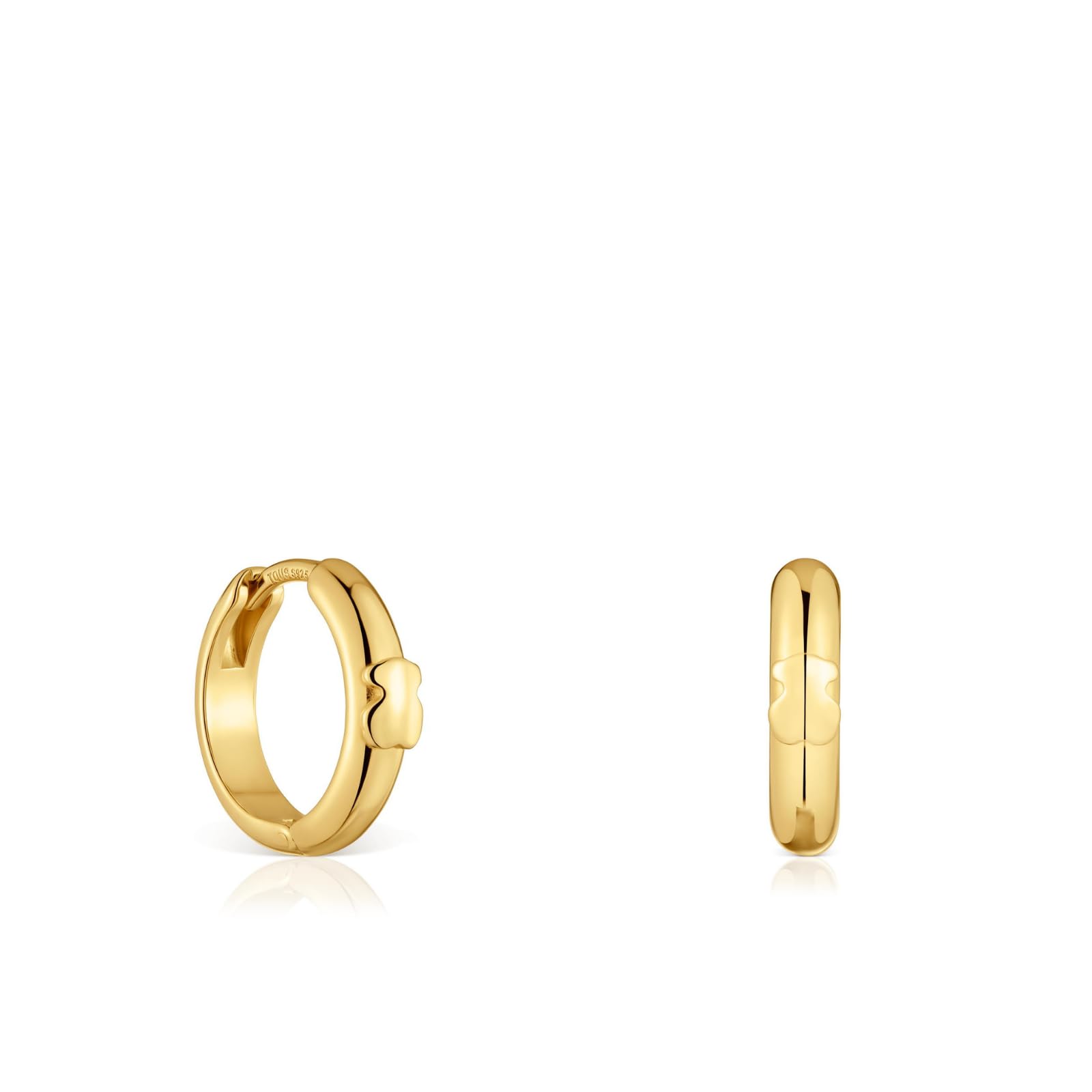 TOUS Pendientes aro con oso y baño de oro de 18 kt sobre plata 12 mm, Para Mujer, Colección Basics