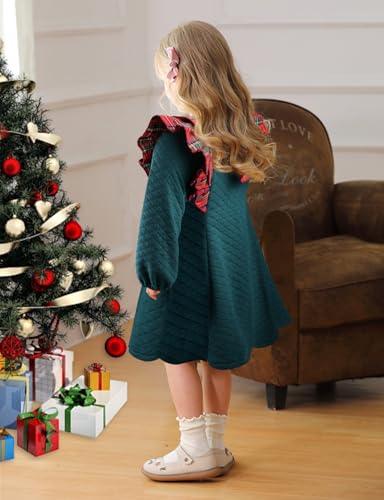 AGQT Toddler Girls Christmas Dress Red and Black Plaid Xmas Midi Dress Size 6M-5T3