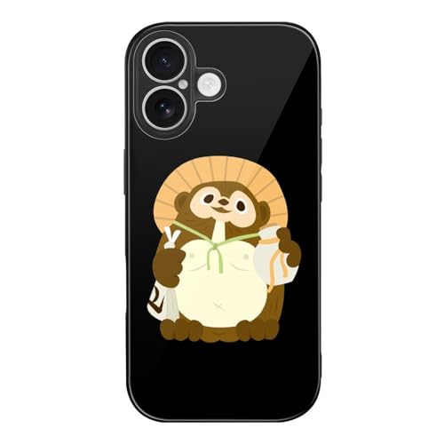 信楽焼の狸の置物 狸 iPhone17用ケース 強化ガラス 薄型 耐衝撃 黄ばみ防止 スマホケース おしゃれ あいふぉん17用 耐久性 カバー アイフォン17用ケース