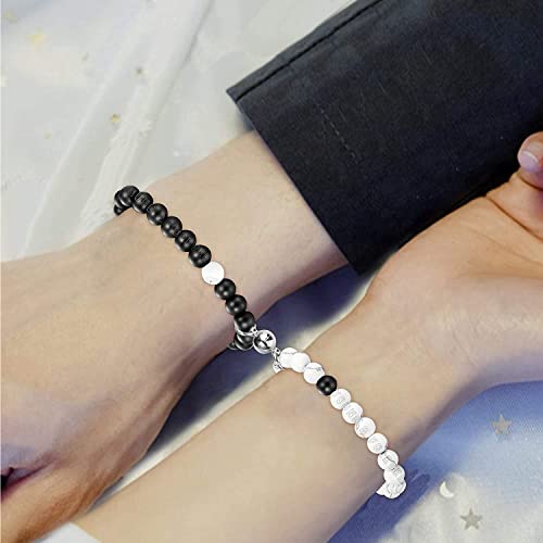 Image of Young & Forever Gift Fashion Long Distance Touch Gold Silver Rose Gold Couples Friendship Best Friend hand Couple matching Mens Magnetic Magnet bracelets for Women /Girls Silver bracelet for Men /Boys