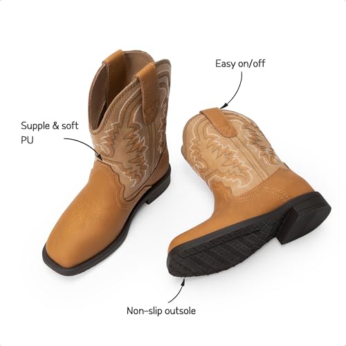 image for DREAM PAIRS Toddler Little Boys Girls Cowboy Boots Kids Western Square