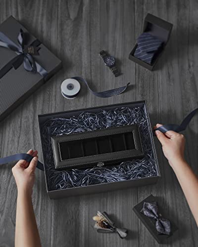 Image of SONGMICS Watch Box with 6 Slots, Glass Lid, Metal Clasp