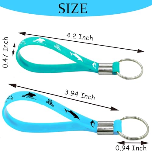 OriniPlay 24 Pieces Dolphin Rubber Keychains Party Favors - Sea Animal Blue Themed Birthday Party Supplies Decorations Gift Prize Goodie Bag Favors Ocean Silicone Keyrings by OriniPlay - Image 2