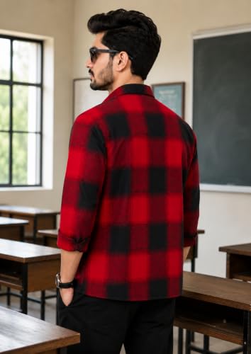 Image of Men's Red & Black Buffalo Check Full Sleeve Casual Shirt