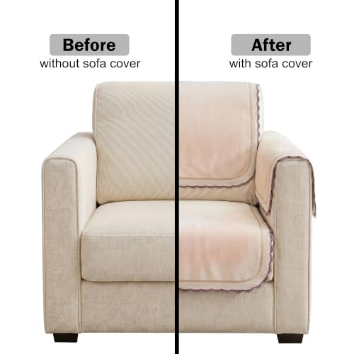 Image of Story@Home Sofa Mat Velvet Sofa Cover 1 Seater (152x61Cm) with Arm Rest Covers | Anti Slip Sofa Cover Velvet for Living Room | Measure Your Sofa & Create Your Own Custom Set - Ombre Cotton Candy