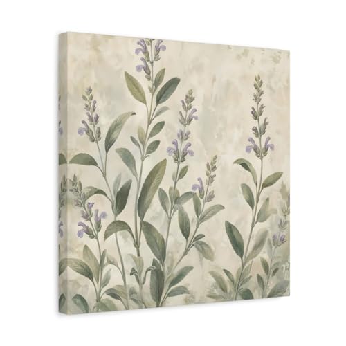 Impression sur toile floral sage flowers purple and green 40x40