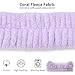 FlyingMage Spa Headband for Washing Face, 2 Pack Cute Cat Ear Hair Band for Shower Yoga Beauty, Fluffy Makeup Headband, Kawaii Facial Headbands for Woman Girls, Dark Pink+Purple Heart