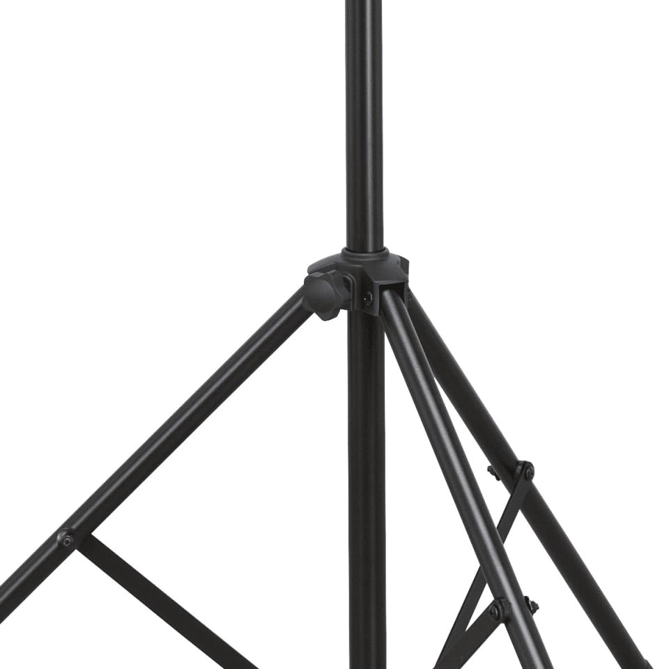 LS 100 - Stand Luci DJ con T-Bar in Acciaio, Treppiede Regolabile per Fari Led, Altezza 1.10-2.50 m, Carico Max 30 kg