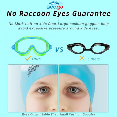 Image of Seago Swim Goggles 2 Pack Anti-Fog Anti-UV Wide View Swimming Goggles for Kids 3-14