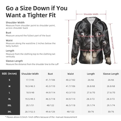 UPF 50+ Sun Protection Hoodie Long Sleeve Cute Black Pug Dog Sun Shirt Rash Guard Fishing Shirts for Men2