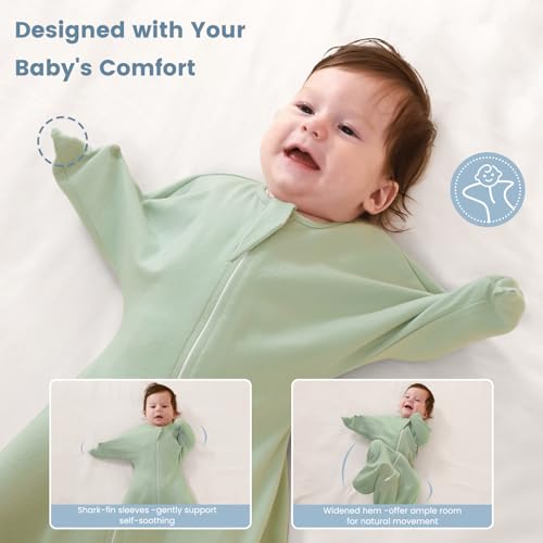 Image of ZIGJOY Swaddle Sleep Sack 3-6 Months, 1.0 Tog Cotton Baby Swaddle Blanket