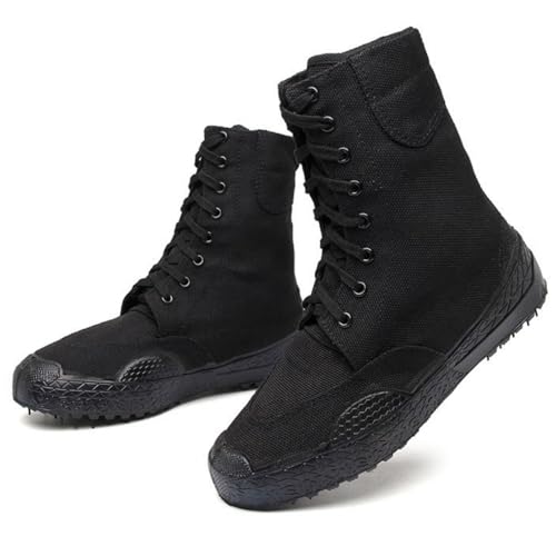 Amtopiyo Men's Mid Calf Canvas Boots Durable Breathable Outdoor Cargo Shoes3