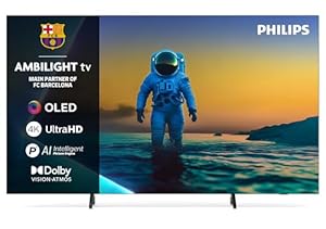 Philips Ambilight 77OLED810 4K OLED Smart TV - 77 Inch Display with P5 AI Perfect Picture Engine, Ultra HD, Google TV, Dolby Vision and Atmos Sound, Works with Alexa and Google Voice Assistant