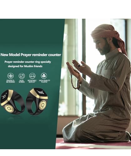 Image of Zikr Ring, Smart Tasbih Zikr Ring, Ring Count Reminder, Muslim Prayer Timing Reminder, LED Display, Bluetooth Connection, Multi-time Optional-20mm (Black)