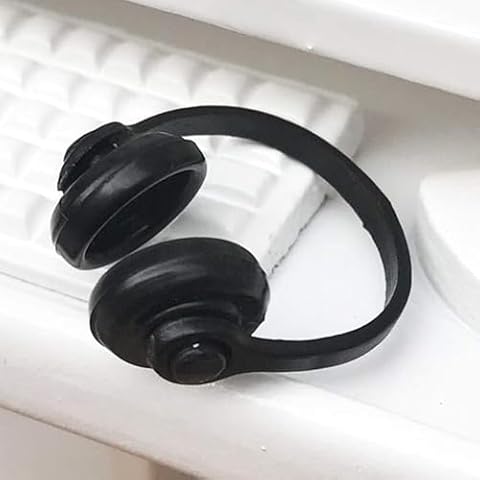 Black 1:12 Dollhouse Headphones Miniature Headset Model Toy Micro Landscape Decoration Dollhouse Accessories Cover