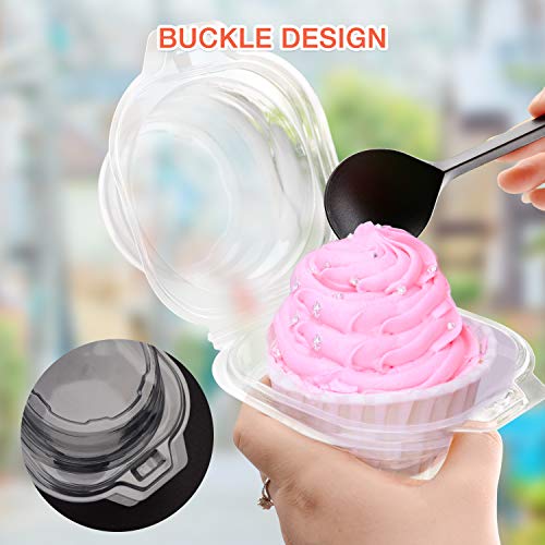 Himetsuya Cupcake Boxes Individual Cupcake Containers, 50 Packs Regular Single Cupcake Holder High Topping For Muffins, Thicker Stackable Plastic Cupcake Carrier For Party (50 Pack) #TOP4