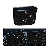 Car Trash Can, Bling Garbage Container for Auto, Hanging Wastebasket with Sparkling Rhinestones, Portable Mini Dustbin, Vehicle Litter Storage Accessories, Office Kitchen Home (Black)