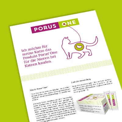 Porus ONE | 30 x 500 mg | Proteinreduziertes Ergänzungsfuttermittel für Katzen | Für Katzen mit Nierenproblemen | Zur Reduktion eines Anstiegs urämischer Toxine