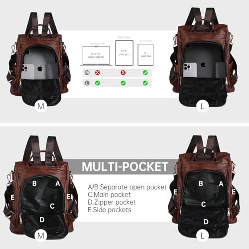 Image of CHERUTY Women Backpack Purse PU Leather Anti-theft Casual Shoulder Bag Fashion Ladies Satchel Bags