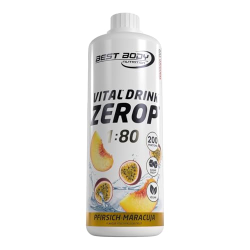 Best Body Nutrition Vital Drink ZEROP® - Pfirsich-Maracuja, Original Getränkekonzentrat - Sirup - zuckerfrei, 1:80 ergibt 80 Liter Fertiggetränk, 1000 ml