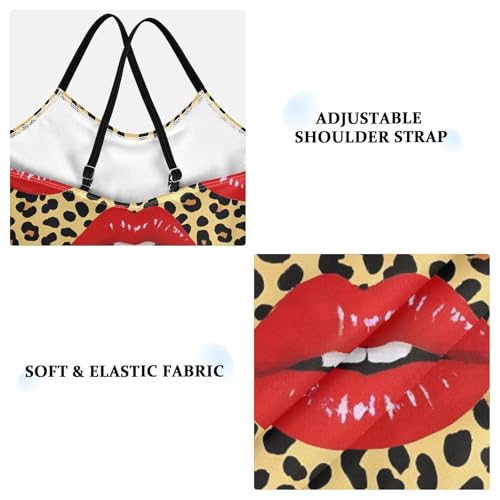 Girls' One-Piece Swimwear Beach Bathing Suit Quick Dry Light Purple Leopard Pattern Halter Swimwear Bathing Suit,3-10T3