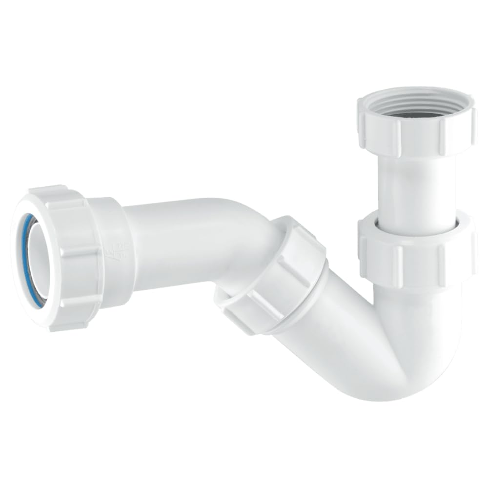 McAlpine P Trap - Tubular Swivel 'P' Trap - Adjustable Inlet - Multifit Outlet - White