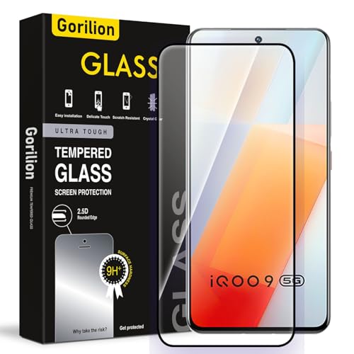 Gorilion For [ IQOO 9 5G ] Edge-To-Edge Tempered Glass Full Screen Coverage for [ IQOO 9 5G ] with Easy Installation Kit - Black