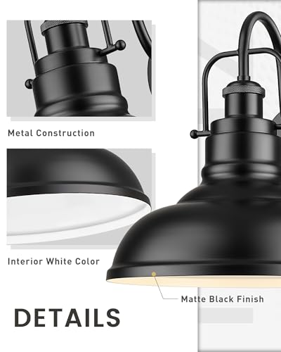 Image of zeyu 2 Pack Barn Sconce Wall Lighting, Vintage Wall Mount Light Fixture, Indoor Wall Sconce Lighting in Matte Black Finish, 016-1B-2PK BK