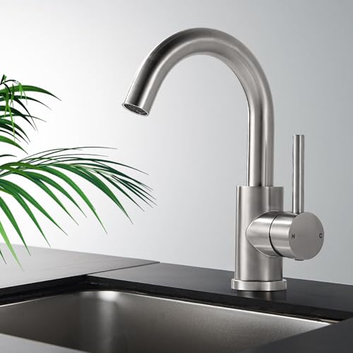 Modern Basin Mixer Tap 360° Swivel Bathroom Sink Taps, Stainless Steel Single Lever Bathroom Sink Tap Mixer - Image 2