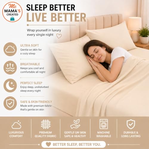 Image of Double Size Bed Sheet - 600 Thread Count Single Flat Sheet Only - Long Staple Egyptian Cotton Top Sheet Wrinkle & Fade Resistant - Ivory