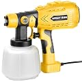 Paint Sprayer, 850W HVLP Spray Gun with Cleaning & Blowing Joints, 4 Nozzles and 3 Patterns, Easy to Clean, for Furniture, Cabinets, Fence, Walls, Door, Garden (Yellow)