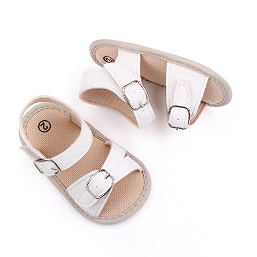 Baby Shoes Fashion Soft Soled Toddler Shoes Breathable Hollow Baby Sandals Toddler Boys Wide Sandals (White, 5 Infant)2