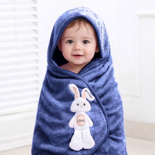 Image of MAXOSHINE Microfiber Kids Bath Towels Quick Dry Super Absorbent Super Soft Bath Towel for Babies Toddler-Baby Towel for Boys and Girls (1, Blue)