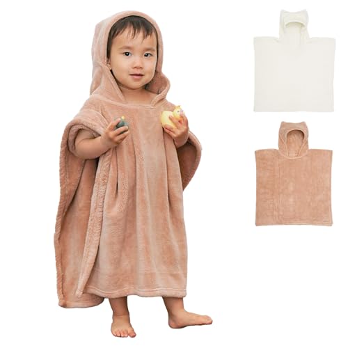Lec mignon Baby Bath Poncho (Brown) One Op Bath Friend/Speed Absorbent/Hooded/Microfiber Towel